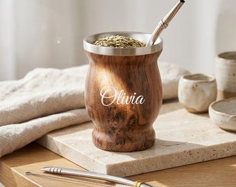 Gepersonaliseerde Yerba Mate kalebas theekop stromok Bombilla roestvrij Housewarming Home verjaardagscadeau voor haar moeder vrouwen hem op maat gegraveerd