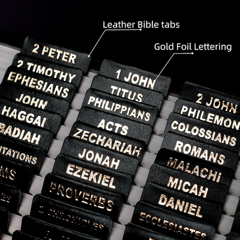 Personalized Tabbed Black KJV LEATHER BIBLE with Tabs Red Letter Christian Birthday Gift for Him Her Wedding Graduation Custom Engraved Bild 4