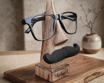 Personalized EYEGLASS HOLDER Glasses Stand Wood Sunglasses Cute Funny Birthday Gift for Him Dad Her Mom Home Grandma Grandpa Custom Engraved