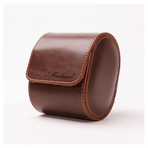 Personalized LEATHER WATCH CASE for Men Travel Roll Box Display Organizer Groomsmen Gift for Him Dad Husband Boyfriend Birthday Grandpa Son
