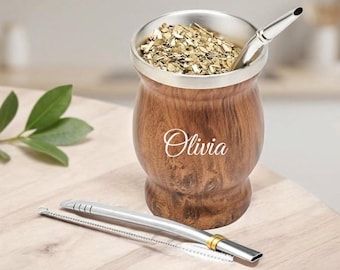 Personalized Yerba Mate Gourd Tea Cup Straw Mug Bombilla Stainless Housewarming Home Birthday Gift for Her Mom Women Him Custom Engraved