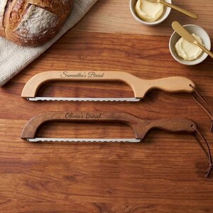 Personalized BREAD KNIFE BOW Slicer Sourdough Cooking Chef Kitchen Baking Housewarming Home Birthday Gift for Her Mom Women Custom Engraved image 2