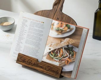 Personalized Cookbook Stand Recipe Book Holder Housewarming Home Cooking Kitchen Wedding Birthday Gift for Her Mom Women Custom Engraved