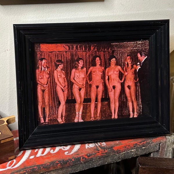 70s Vintage Playboy Nude Pinup Framed Man Cave Wall Art