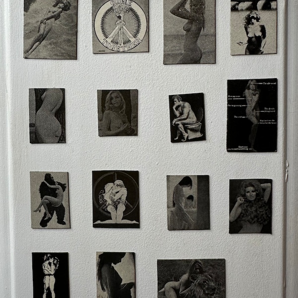 Handmade Vintage Playboy Magazine Clippings Magnets Black and White