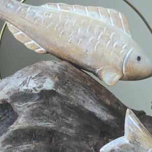 Swimming Together – One of a Kind Driftwood Fish Sculpture, Handcrafted Lakeside Wood Art, Organic decor image 7