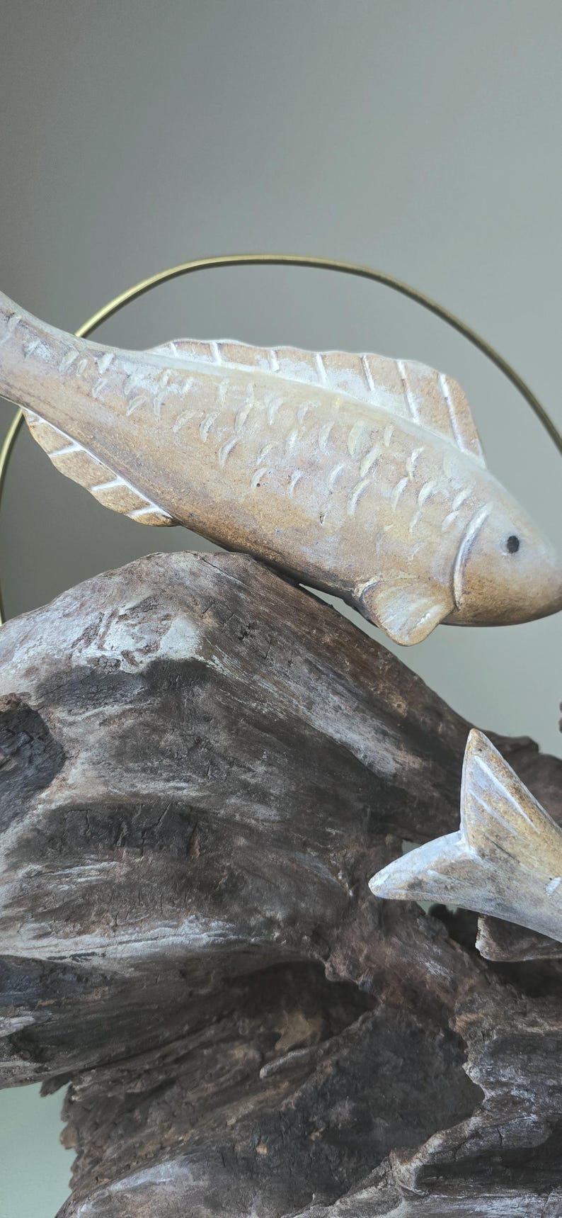 Swimming Together – One of a Kind Driftwood Fish Sculpture, Handcrafted Lakeside Wood Art, Organic decor image 7