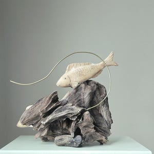 Swimming Together – One of a Kind Driftwood Fish Sculpture, Handcrafted Lakeside Wood Art, Organic decor image 4