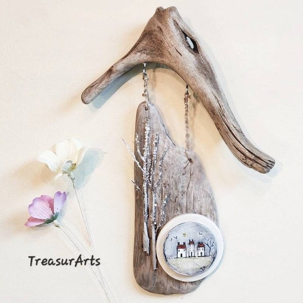 Driftwood Wall Art Houses Etsy