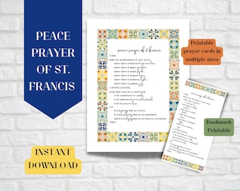 Oración por la paz de San Francisco Tarjeta de oración Arte y marcadores - Descarga instantánea imprimible