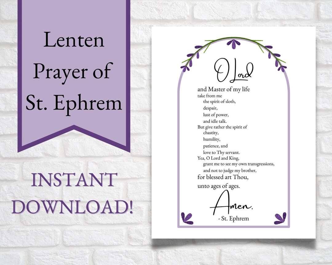 Eastern Orthodox Lenten Prayer of St Ephrem Instant Download Etsy