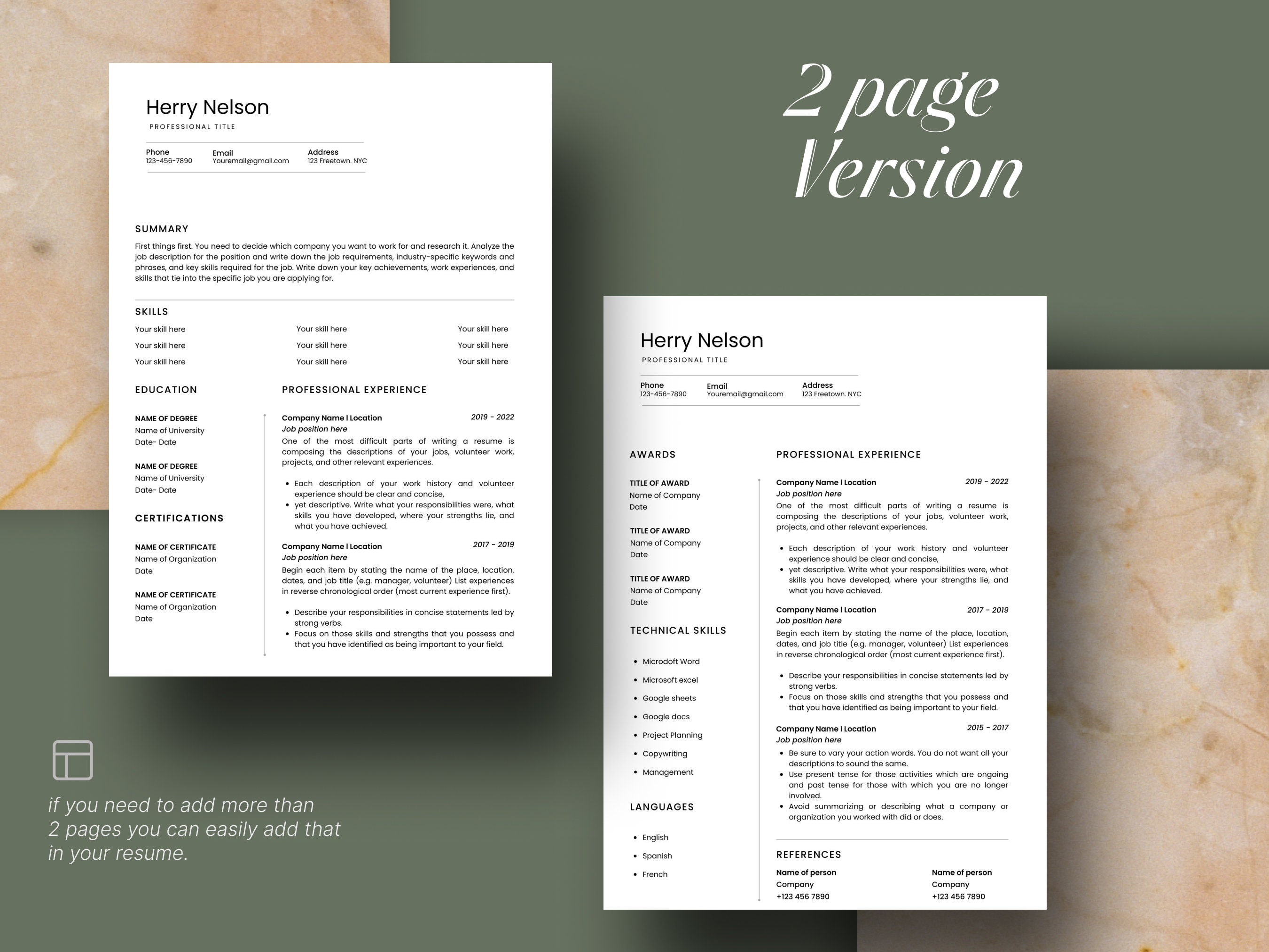 Modern Professional Resume Template Bundle Ats-friendly Cover Letter ...