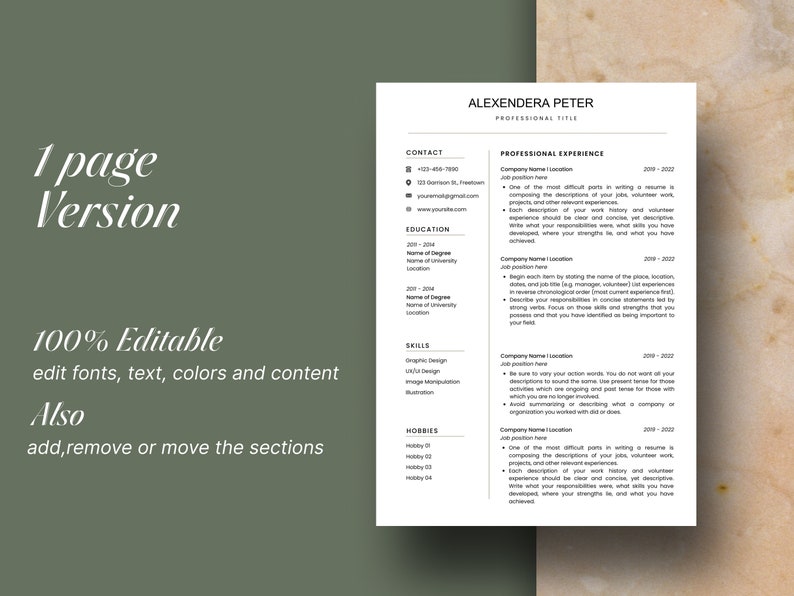 Professional Simple Resume Template Bundle With Cover Letter and
