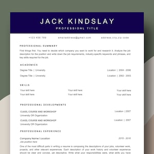 Modern Clean Resume Template Bundle - 1 - 2 Page Resumes, Cover Letter, ATS-Friendly Editable in Word & Canva High Aesthetics Sleek Design