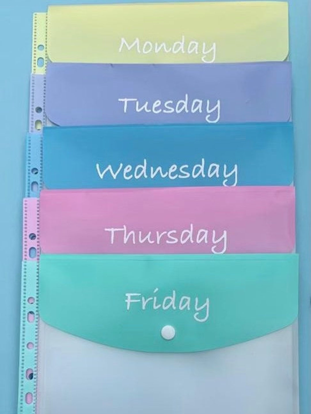 Set of 5 Days of the Week A4 Ring Binder Wallets Etsy UK
