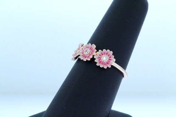 Pandora 14k Rose Gold Plattchen Rosa Daisy Blumen Trio Ring Etsy