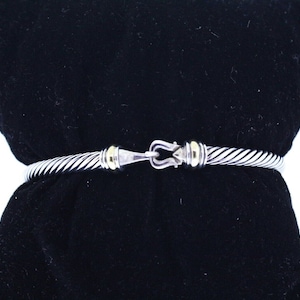 David Yurman Cable Buckle 3mm With 18k Gold 925 Sterling Silver Bracelet