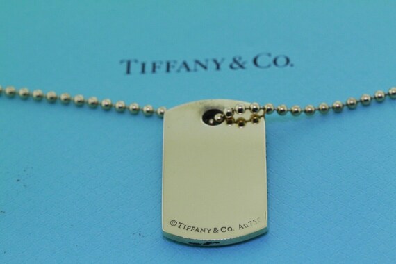 Buy Tiffany Co Makers ID Dog Tag Pendant Beaded Chain Necklace 18k Gold Online in India Etsy