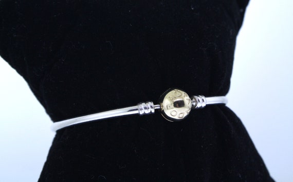 Pandora Authentic Gold Ball Clasp Two-Tone Bracel… - image 2