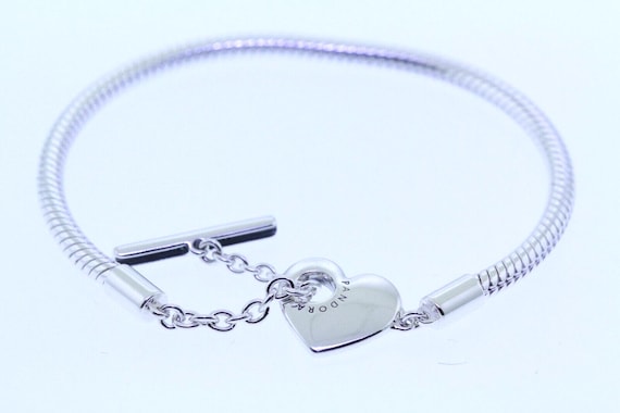 Pandora Moments Heart T-bar Snake Chain Bracelet - Etsy