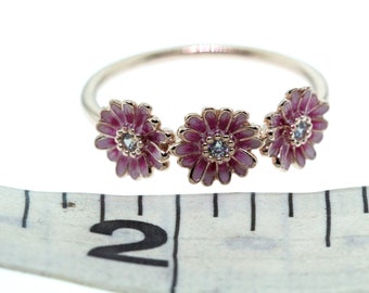 Pandora 14k Rose Gold Plate Pink Daisy Flower Trio Ring Canada