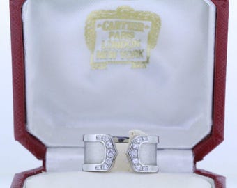 Authentic Cartier Double C Ring In White Gold 18k With Diamonds Sz 7