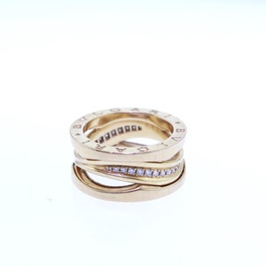 BVLGARI Authentic B Zero One Design Legend Diamond Rose Gold Ring Size 5