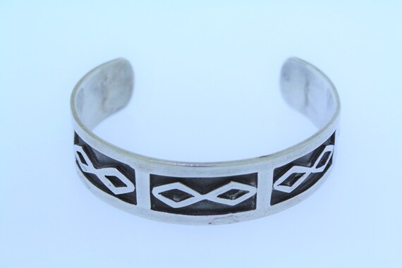 Vintage Sterling Silver Engraved Diamond Pattern … - image 2