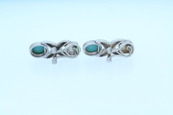 FAS Sterling Silver Turquoise & Marcasite Dangle … - image 4