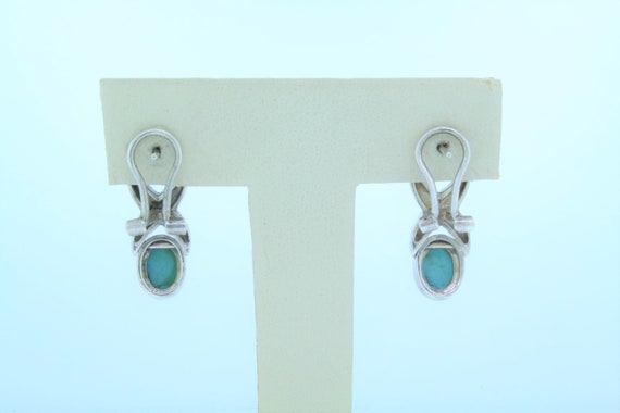 FAS Sterling Silver Turquoise & Marcasite Dangle … - image 3