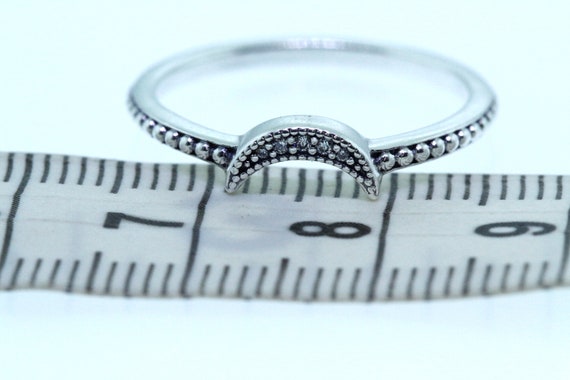 Pandora Sterling Silver Crescent Moon Beaded Ring Etsy