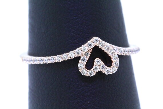Pandora Sparkling Wishbone Heart Ring - Etsy