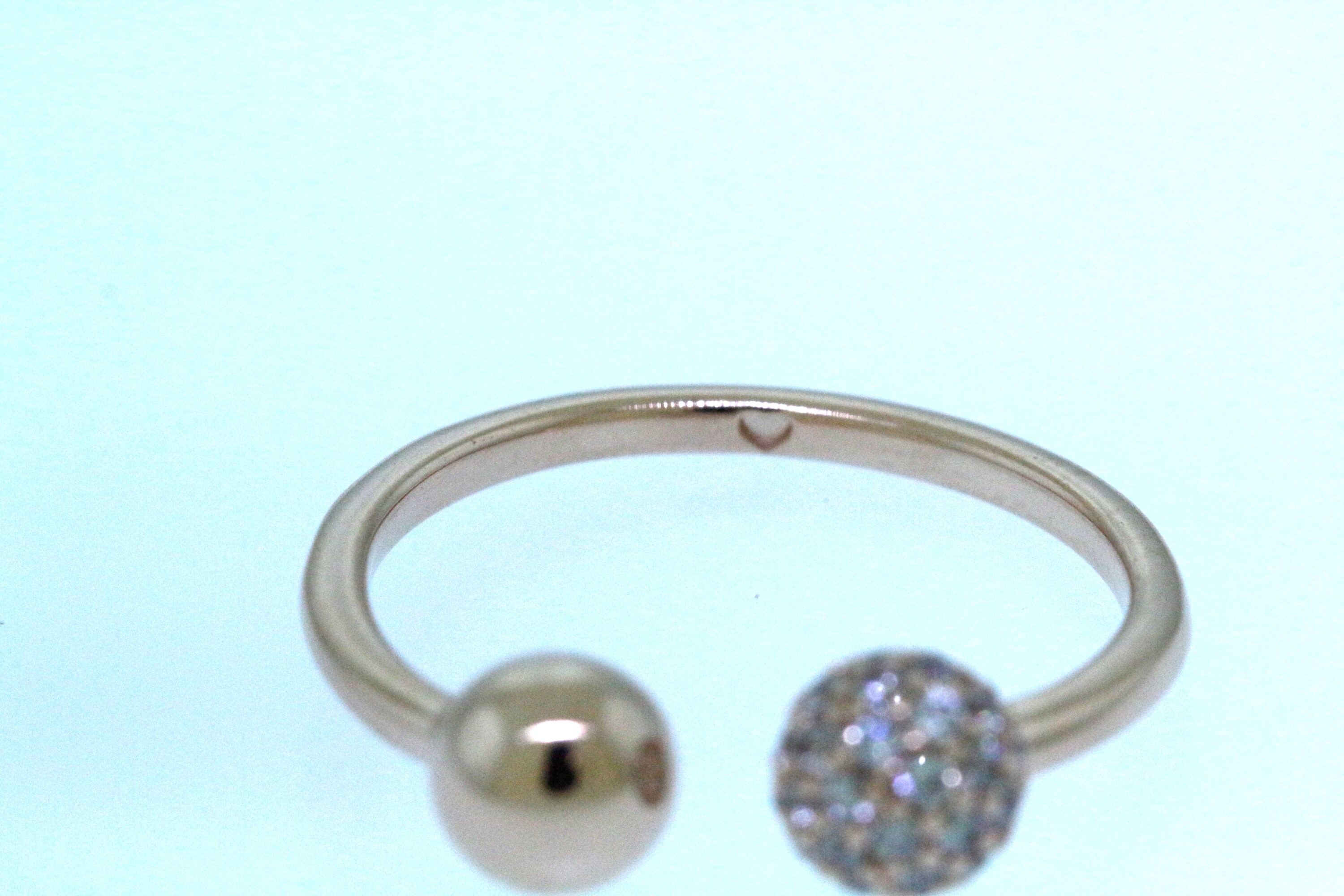 Polished & pavé bead open ring deals