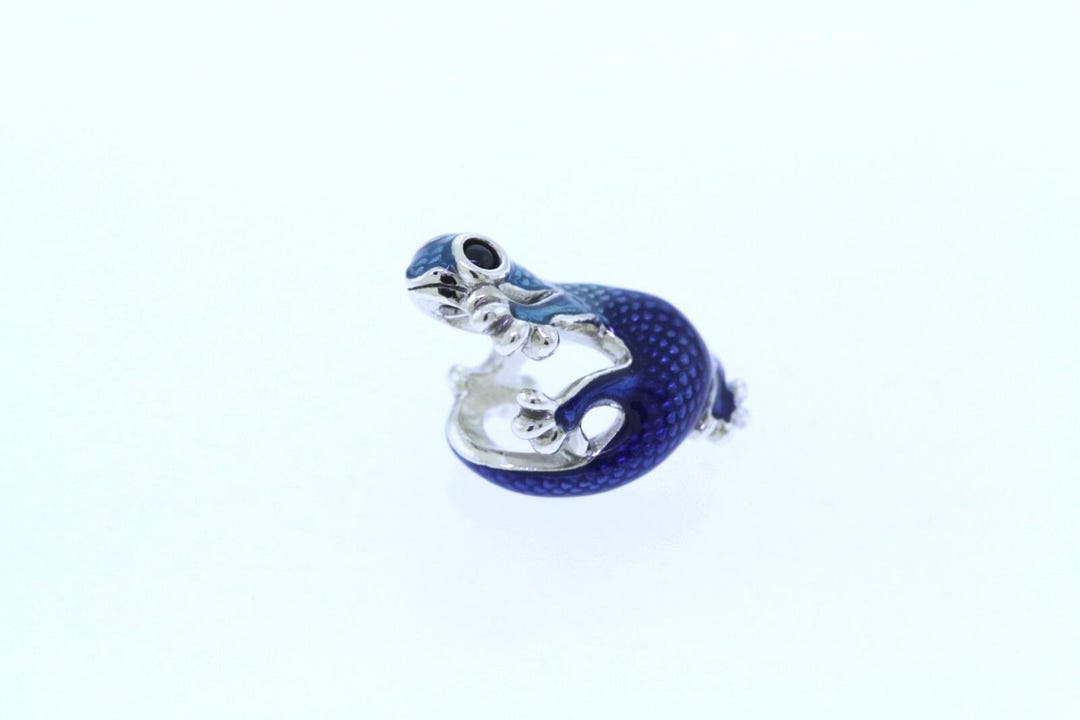 Pandora Moments Sterling Silver Metallic Blue Gecko Charm 792701C01 - Etsy