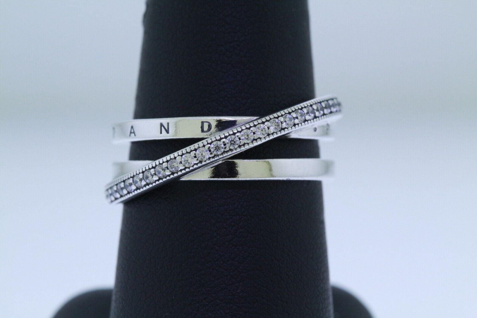 ★pandorum★ Cross ring PR-003 Pandora Timeless Pavé Crossover Dual Band Ring