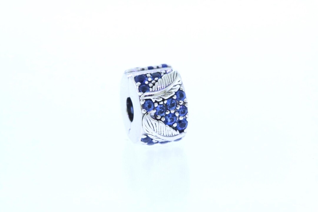 PANDORA 925 Curved Feather Blue CZ Pave Clip Charm 792552C01 - Etsy