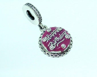 Pandora Sterling Silver Pink Birthday Cake Dangle Charm - Main Image