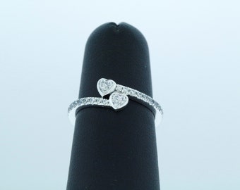 Pandora Sterling Silver Two Sparkling Hearts Ring