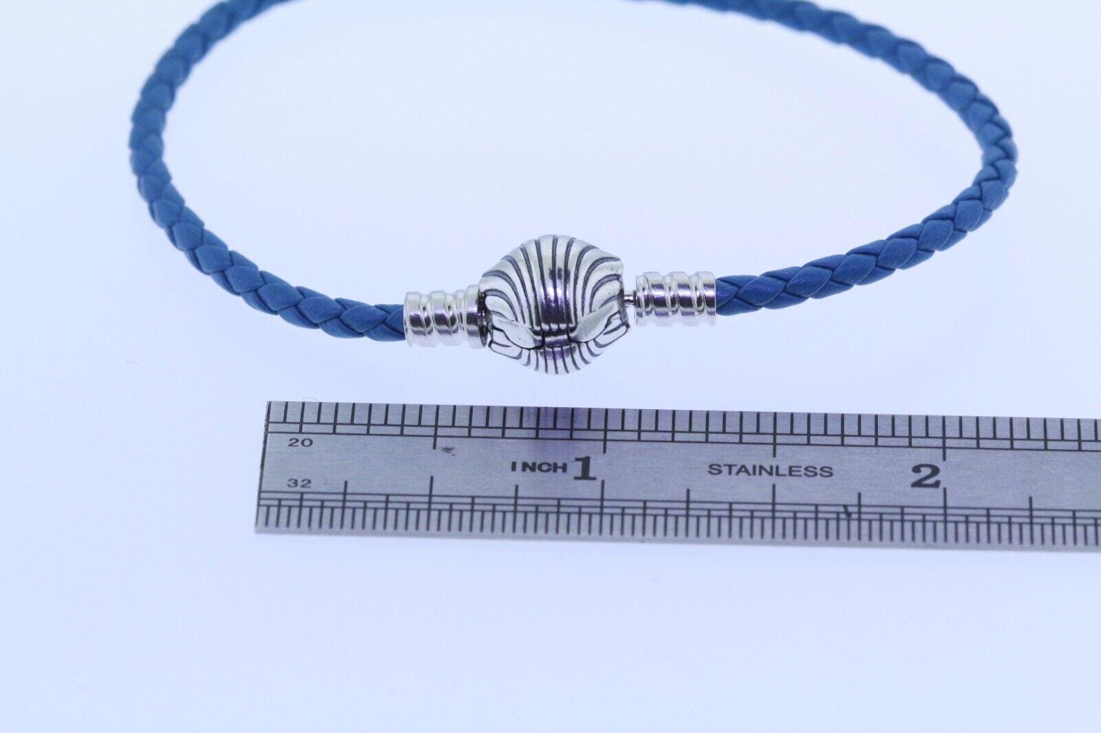 Pandora Moments Seashell Clasp Turquoise Leather Bracelet