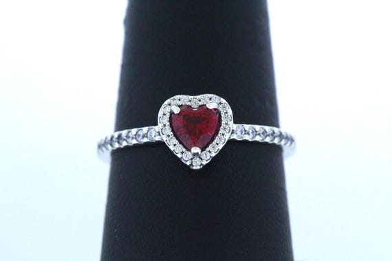 Amazon.com: PANDORA Elevated Red Heart Ring - Sterling