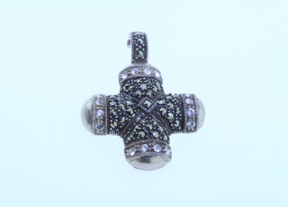 Sterling Silver, Marcasite & Cubic Zirconia Cross… - image 3