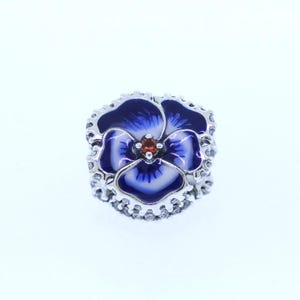 Pandora Moments Sterling Silver Blue Pansy Flower Charm