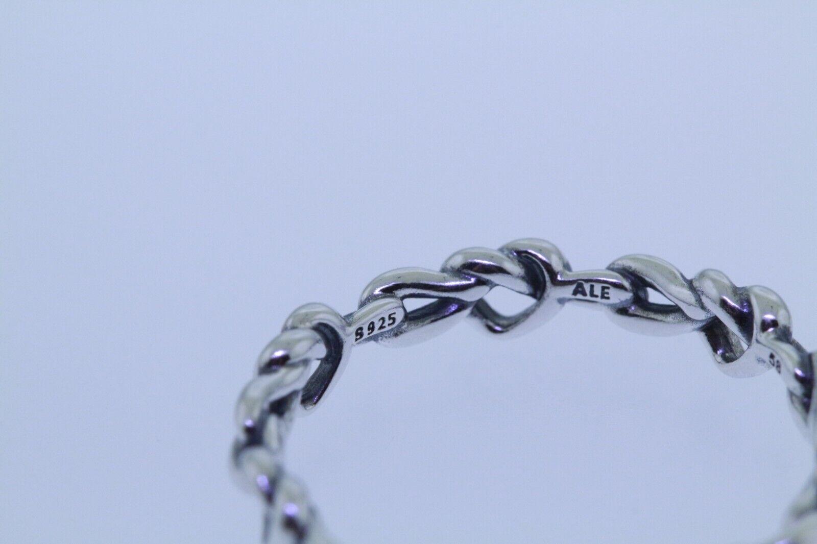 Pandora 198018 Sterling Silver Knotted Hearts Ring Authentic