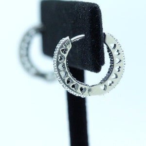 Pandora Sterling Silver Pavé Heart Hoop Earrings with CZ Stones