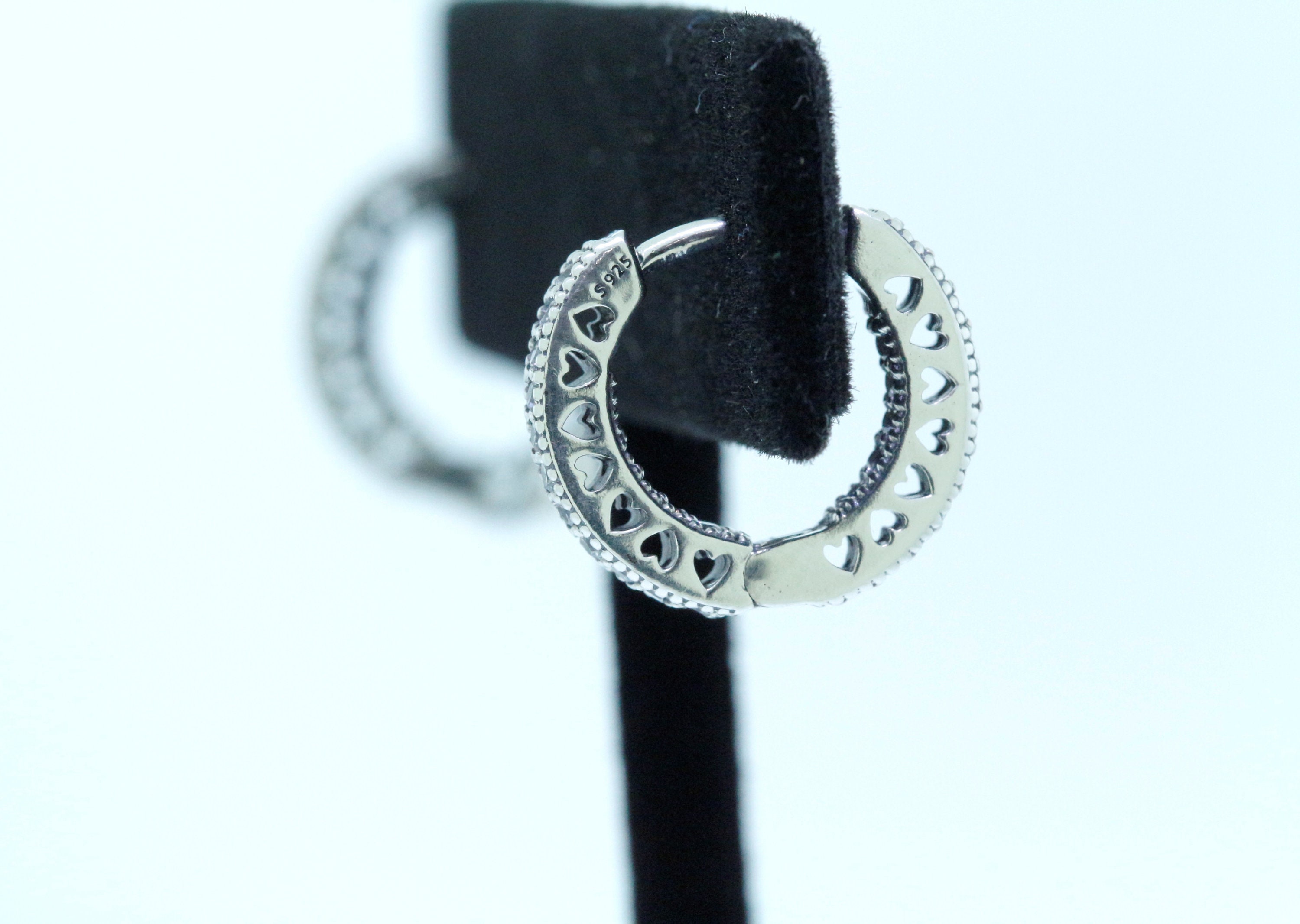 ピアス STONEHENgE Daily Heart Silver Earrings Pandora Sterling Silver Pavé Heart Hoop Earrings With CZ