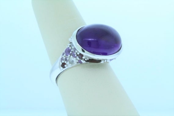 David Sigal Amethyst Sterling Cocktail Ring with … - image 1