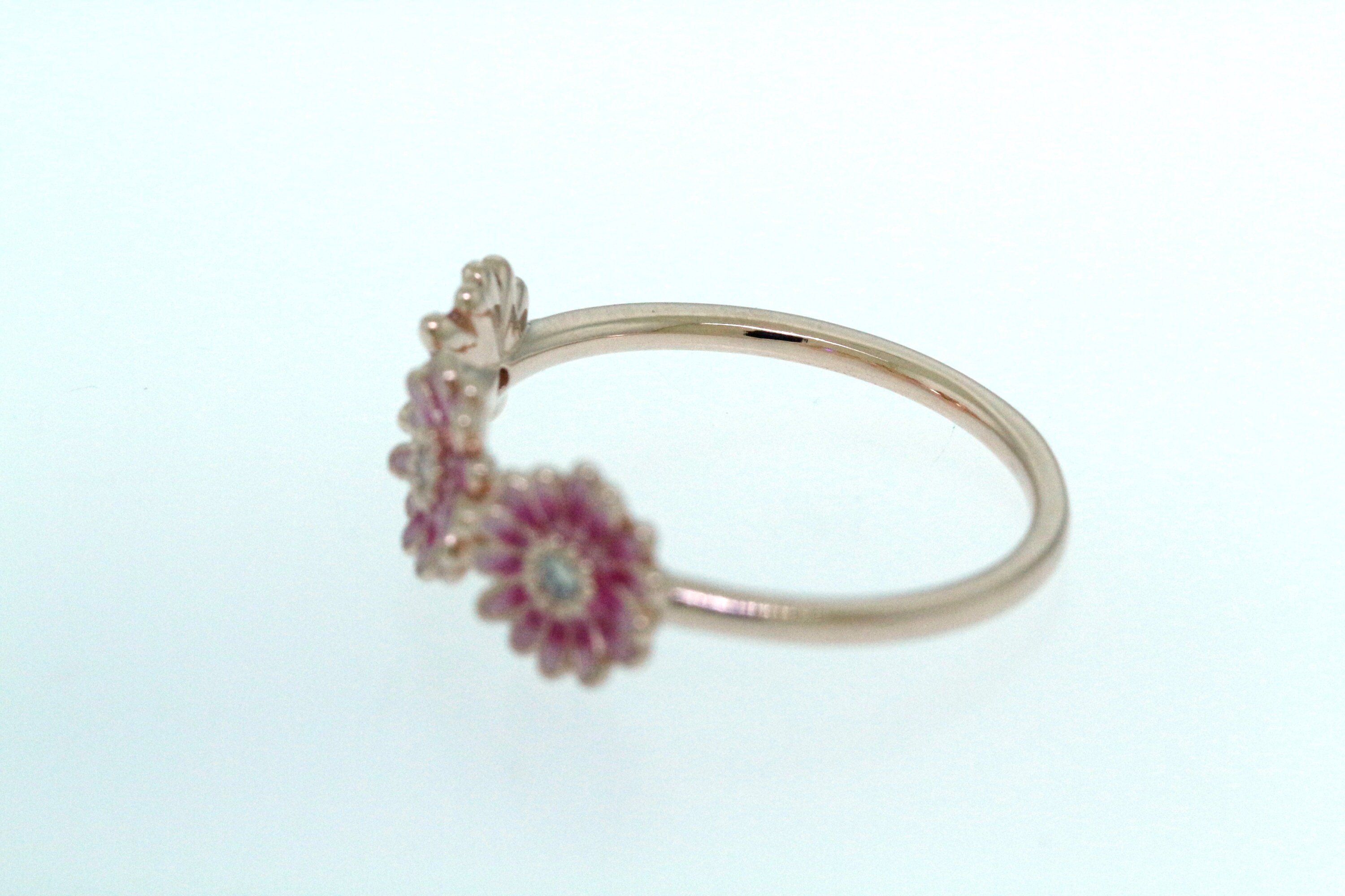 Pink Daisy Flower Trio Ring | Rose gold plated | Pandora US