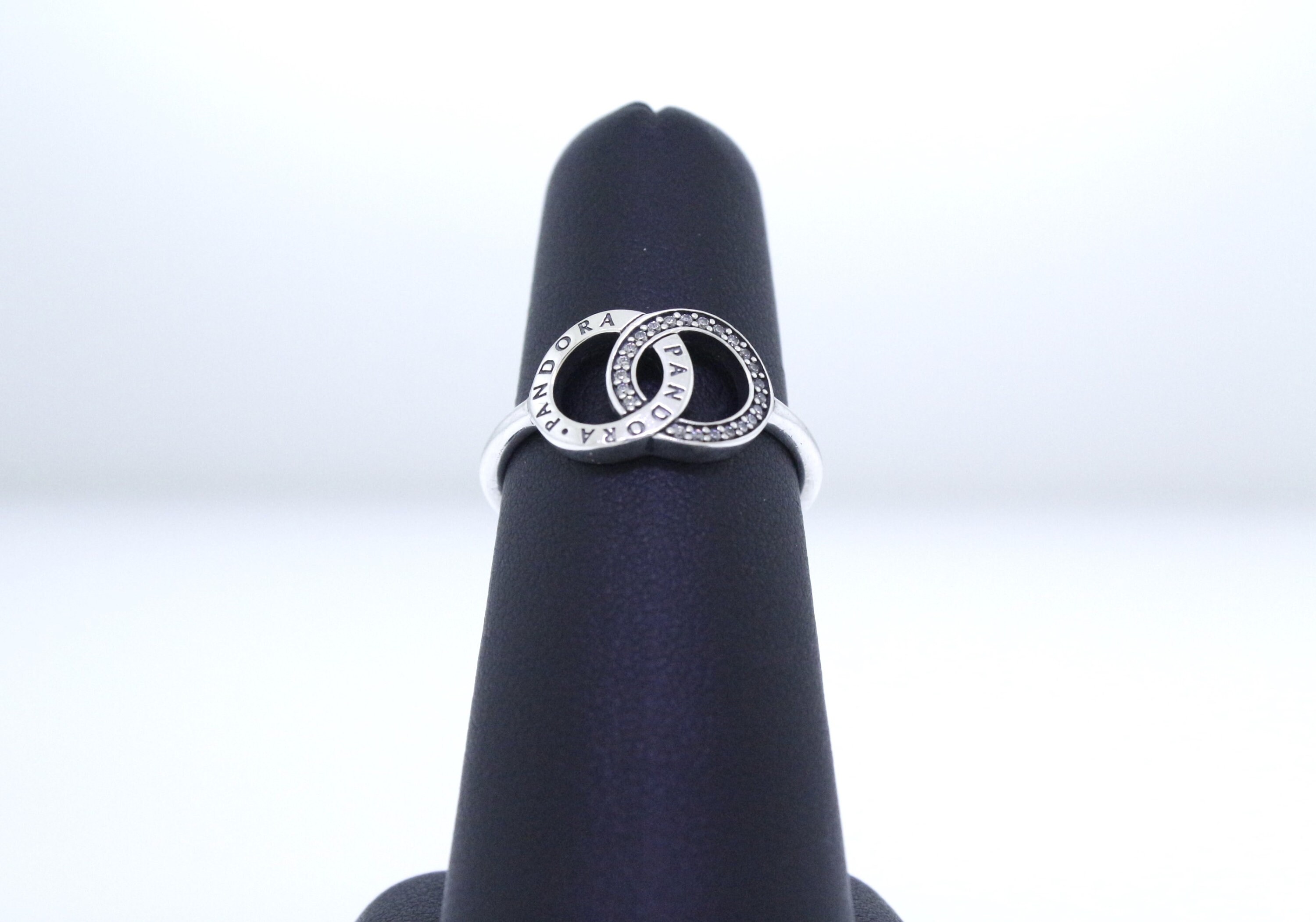 Pandora Sterling Silver Entwined Circles Logo Sparkle Ring Etsy