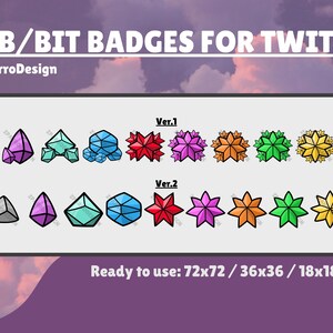 17x Twitch Gem Bit Badges / Twitch Badges / Bit Badges / Sub Badges / Streamer Graphics