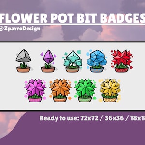9x Flower Pot Bit Badges / Twitch Badges / Bit Badges / Sub Badges / Streamer Graphics